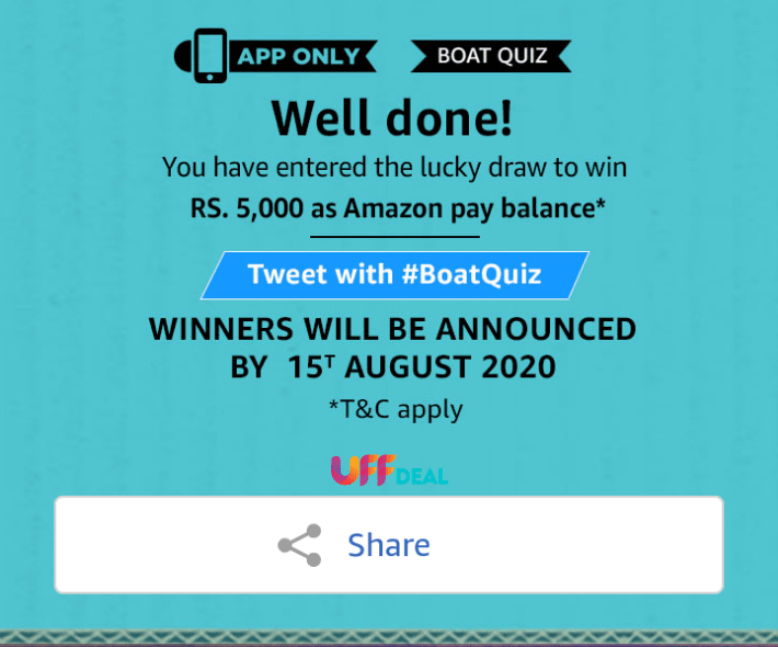 amazon boat quiz prizes