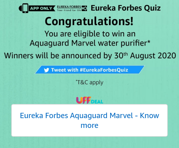 amazon eureka forbes quiz answers