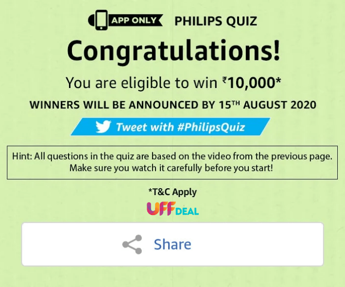 amazon philips quiz prizes