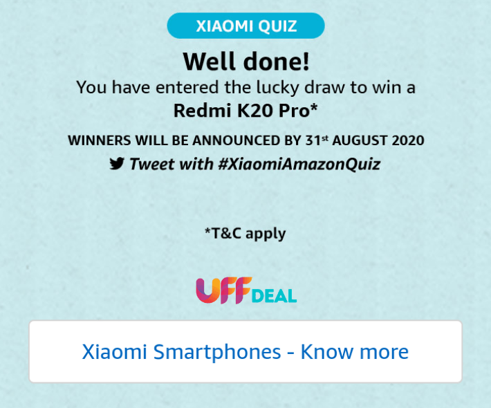 amazon redmi k20 pro quiz prizes