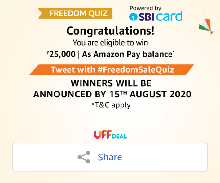 amazon freedom quiz prizes