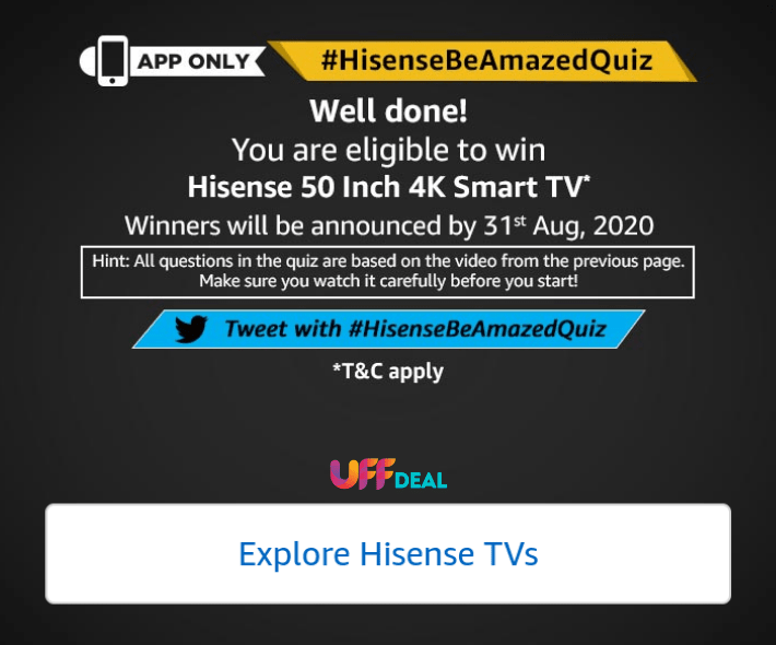 amazon hisense be amazed quiz prizes