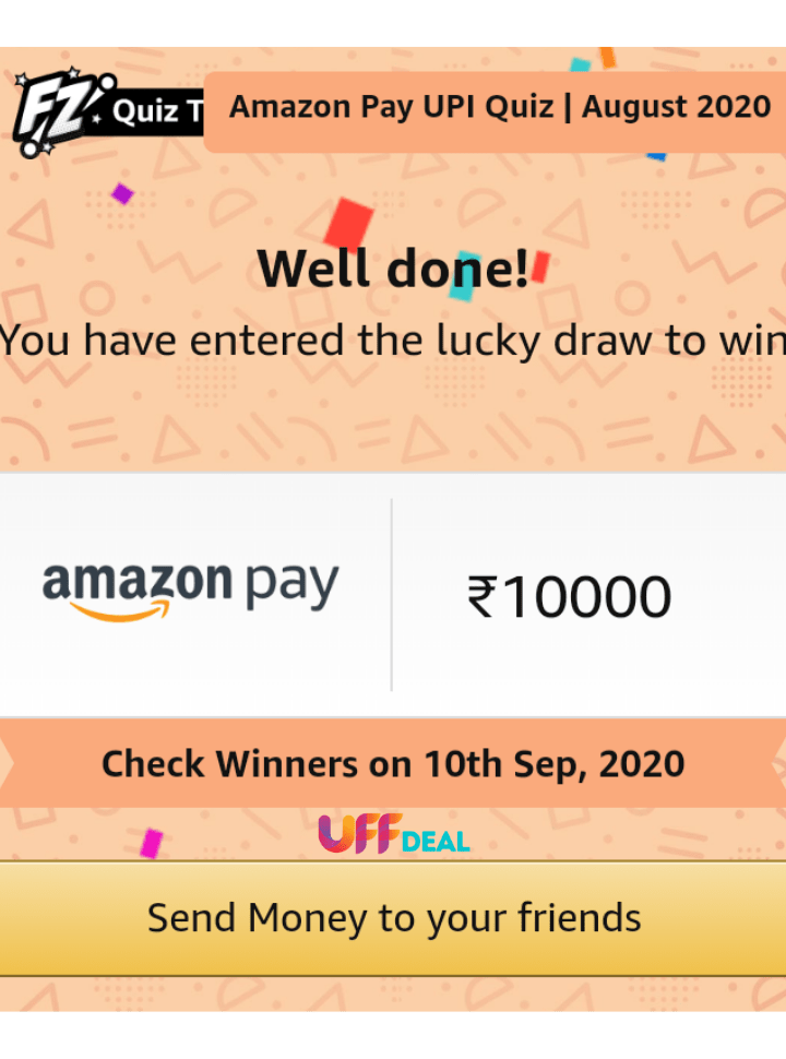 amazon pay upi quiz prizes