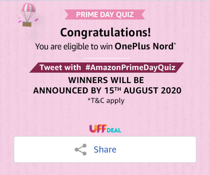 amazon prime day oneplus nord quiz prizes