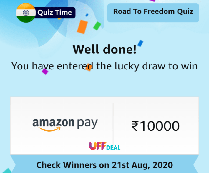 amazon road to freedom quiz prizes