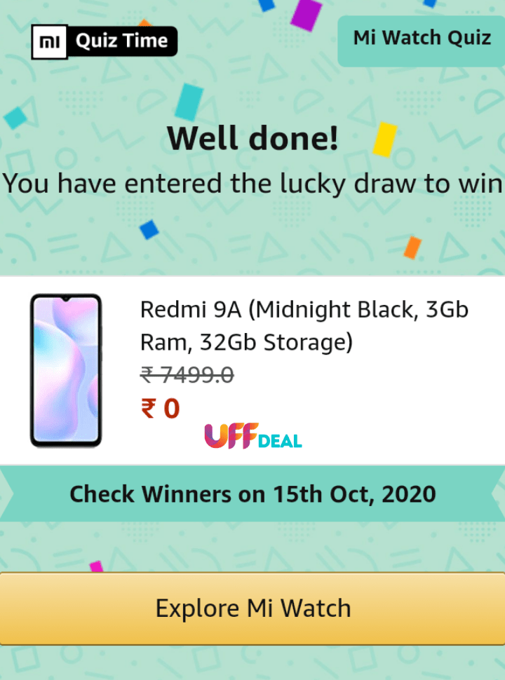 amazon mi watch quiz winners