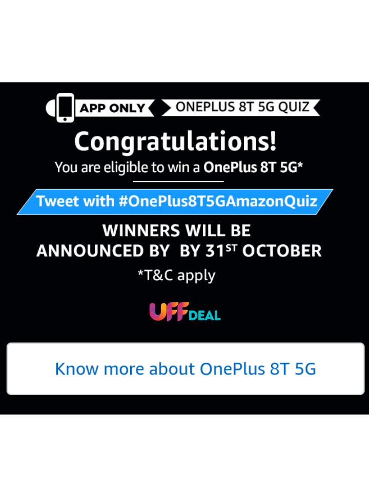 amazon oneplus 8t 5g quiz winners