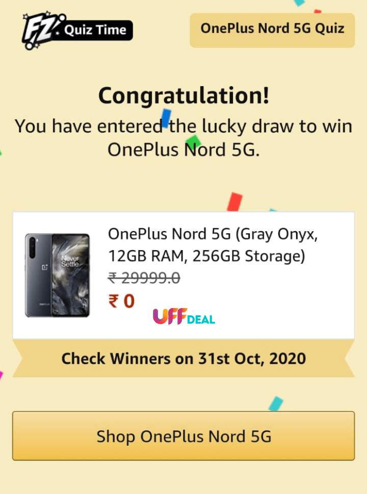 amazon oneplus nord 5g quiz prizes