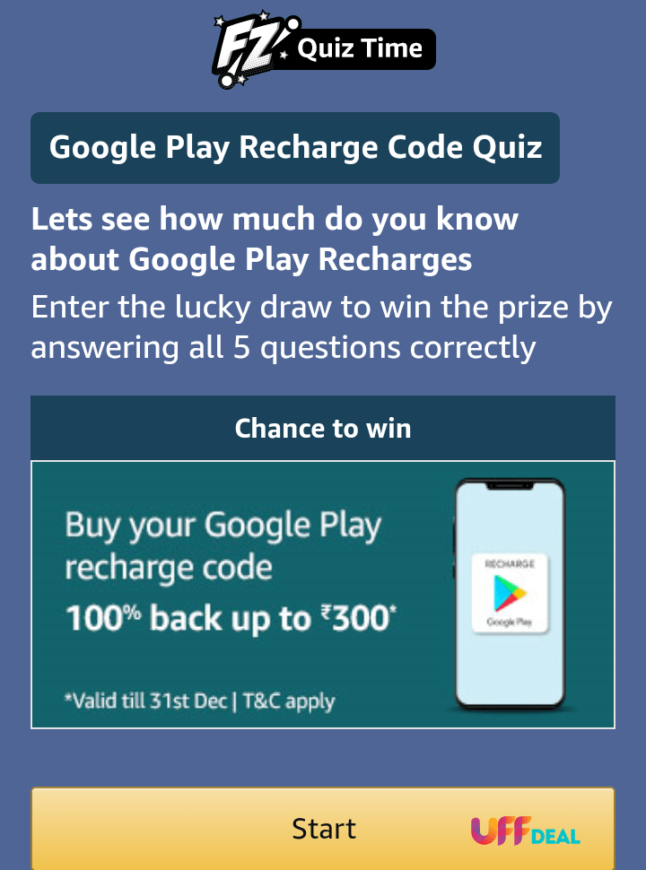 play amazon google play recharge code quiz